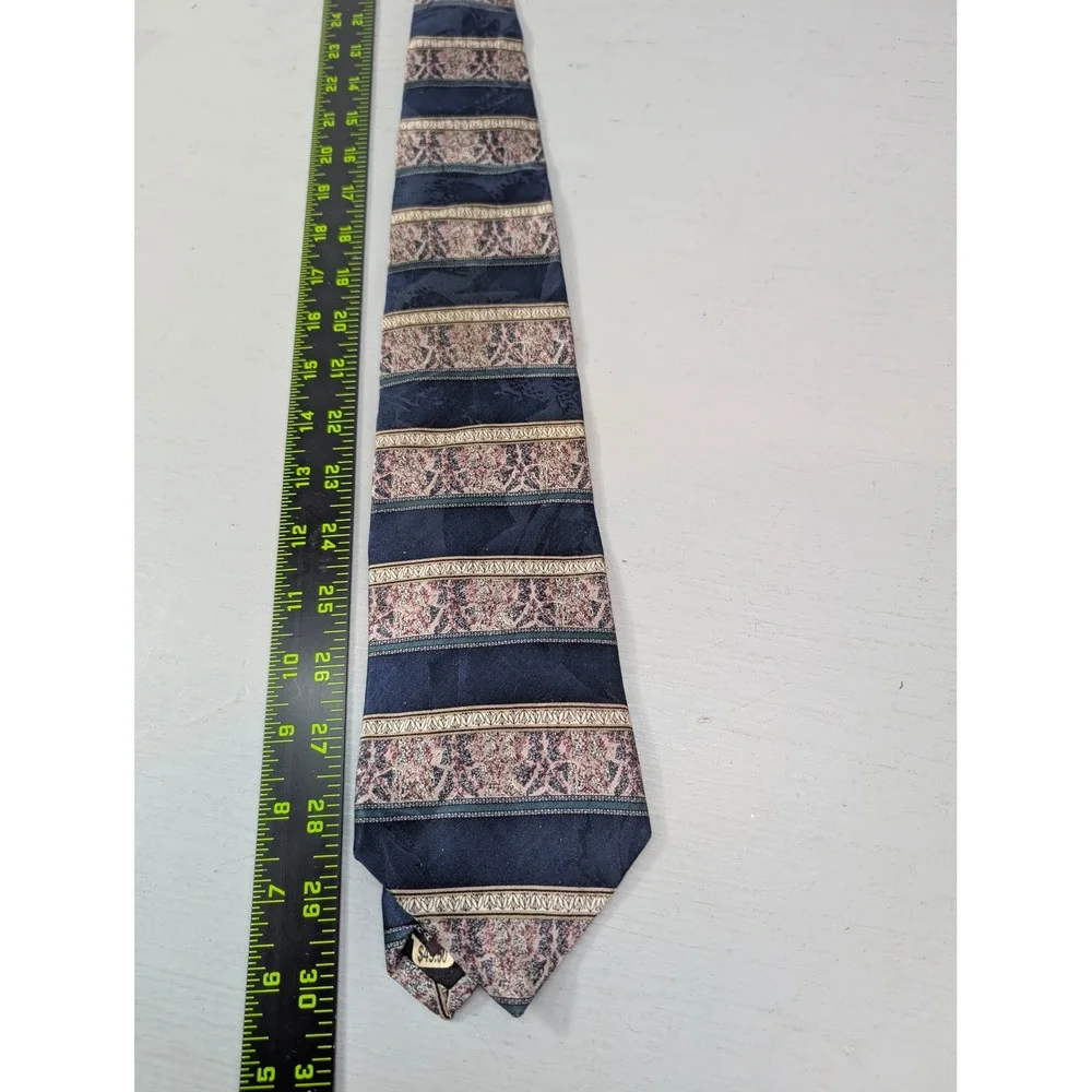 ENZO FELINI Roma Paris All‎ Silk Men's Necktie Blue Formal Designer Luxury NEW